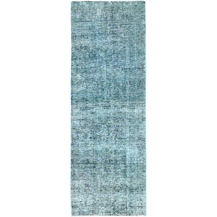 2'7" x 7'9" Vintage Hand Knotted Green Wool Runner Oriental Rug - MOA102934