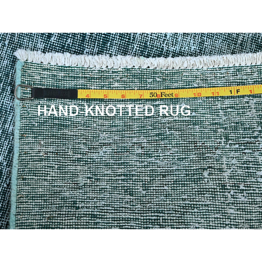 2'7" x 7'9" Vintage Hand Knotted Green Wool Runner Oriental Rug - MOA102934