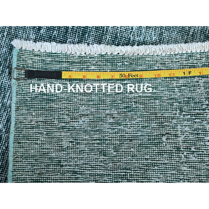 2'7" x 7'9" Vintage Hand Knotted Green Wool Runner Oriental Rug - MOA102934