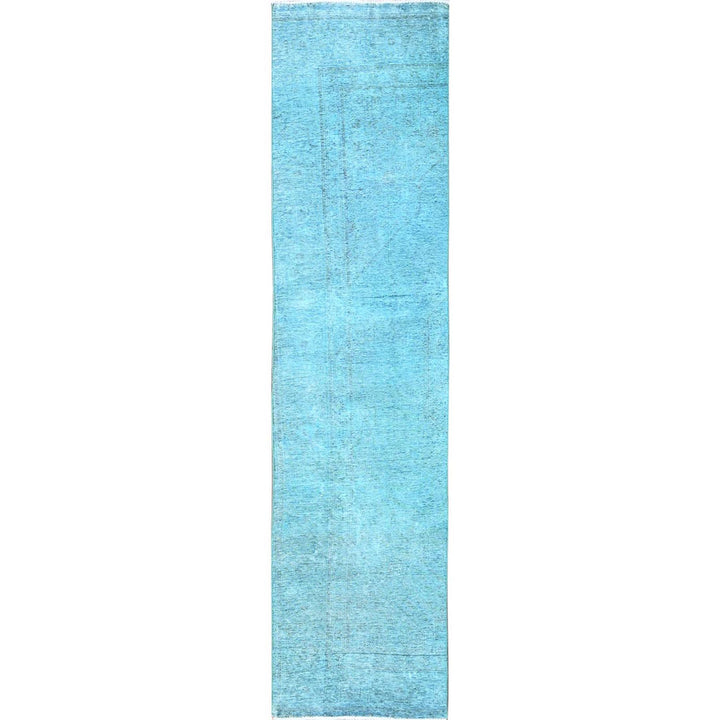 2'5" x 11'1" Vintage Hand Knotted Blue Wool Runner Oriental Rug - MOA102935