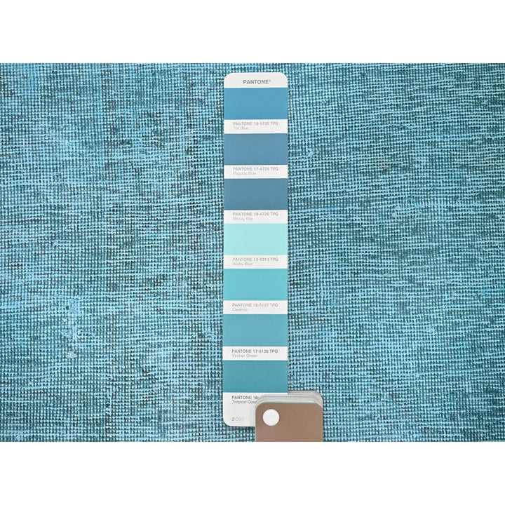 2'5" x 11'1" Vintage Hand Knotted Blue Wool Runner Oriental Rug - MOA102935