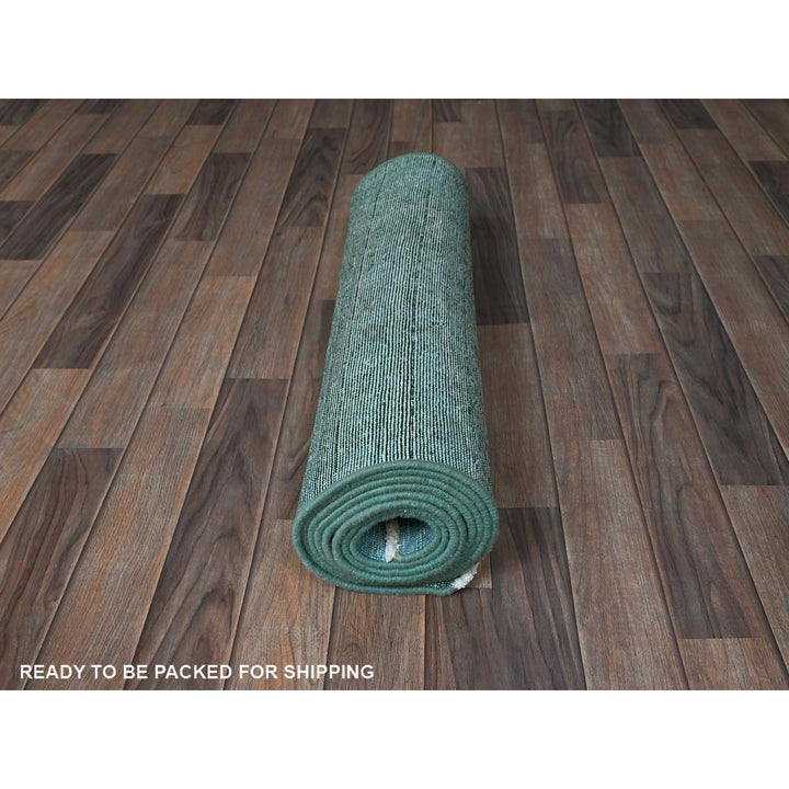 2'5" x 11'1" Vintage Hand Knotted Blue Wool Runner Oriental Rug - MOA102935