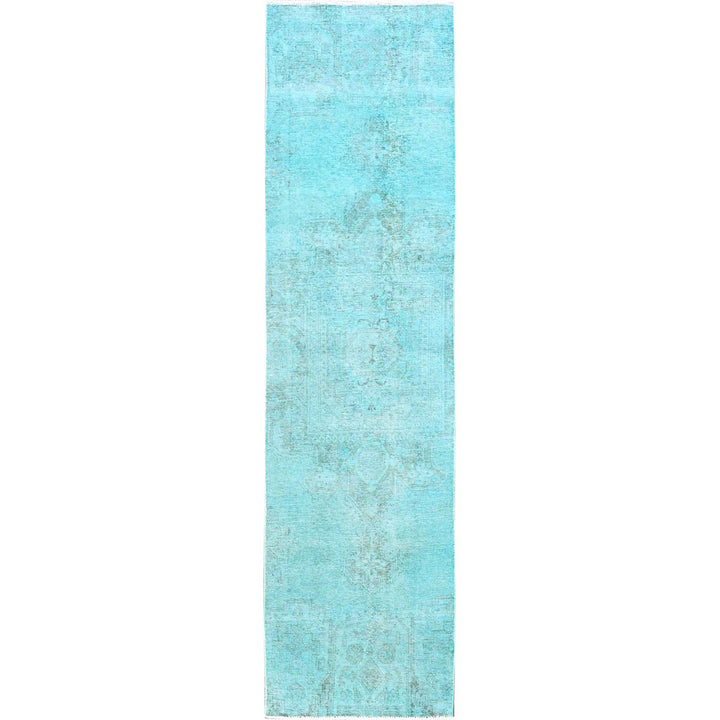 2'5" x 9'11" Vintage Hand Knotted Blue Wool Runner Oriental Rug - MOA102936