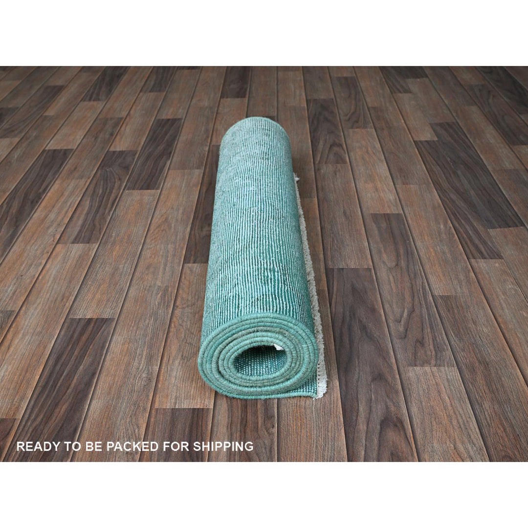 2'5" x 9'11" Vintage Hand Knotted Blue Wool Runner Oriental Rug - MOA102936