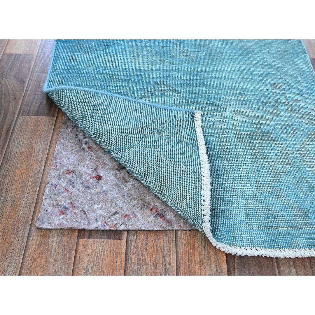 2'5" x 9'10" Vintage Hand Knotted Blue Wool Runner Oriental Rug - MOA102937
