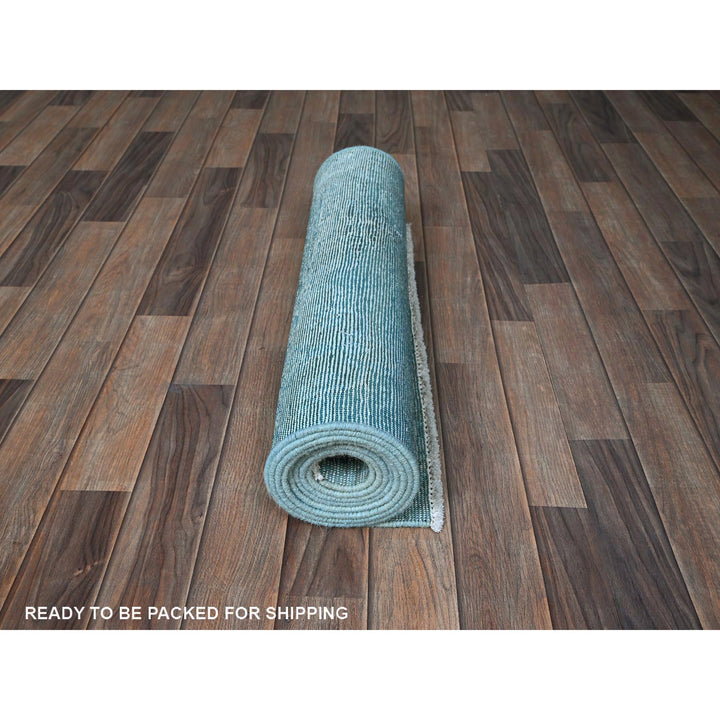 2'5" x 9'10" Vintage Hand Knotted Blue Wool Runner Oriental Rug - MOA102937
