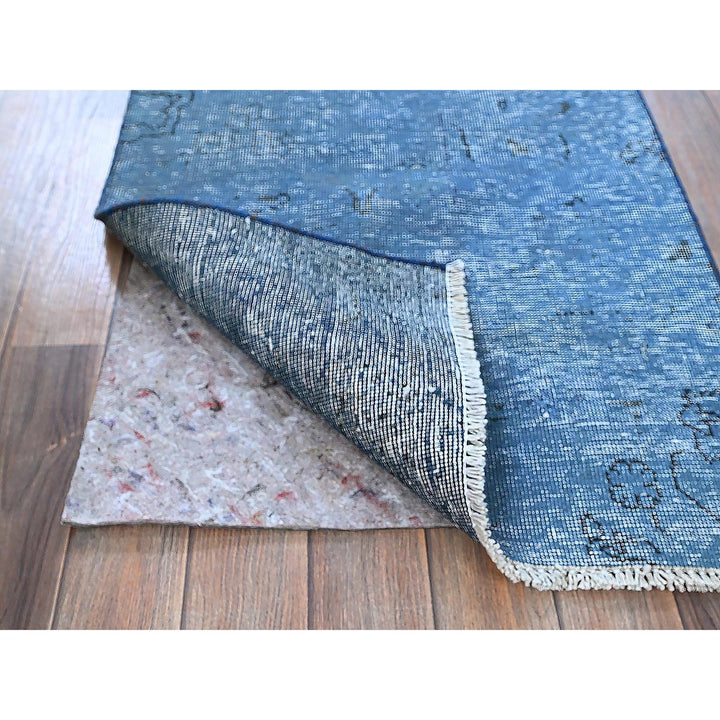 2'2" x 8'11" Vintage Hand Knotted Blue Wool Runner Oriental Rug - MOA102940