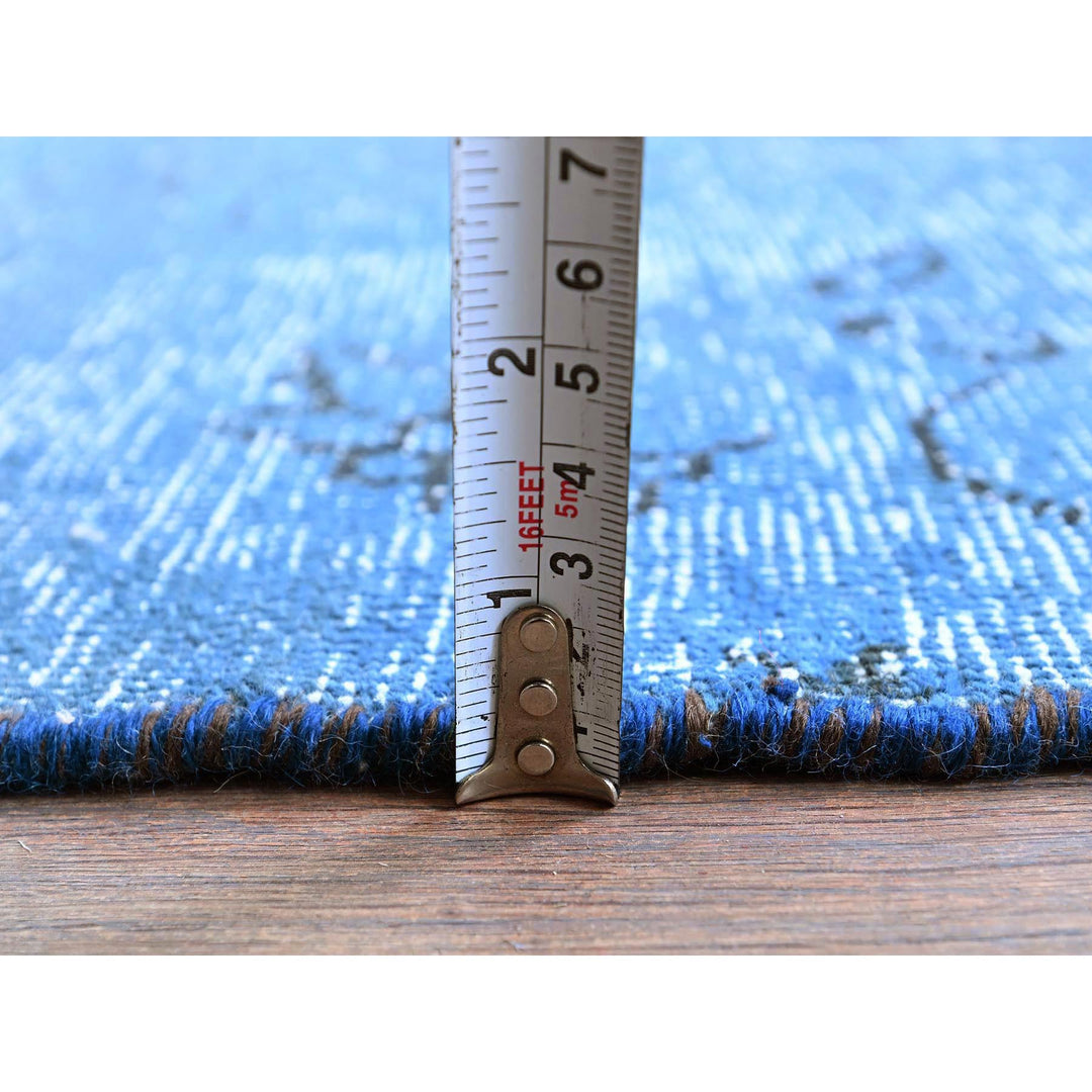 2'2" x 8'11" Vintage Hand Knotted Blue Wool Runner Oriental Rug - MOA102940