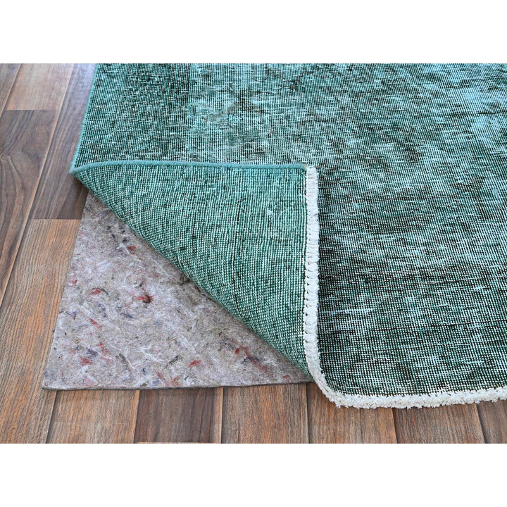 2'4" x 10'2" Vintage Hand Knotted Green Wool Runner Oriental Rug - MOA102942