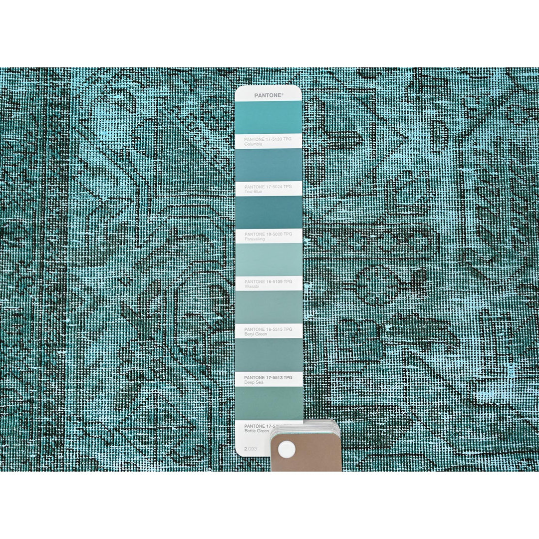 2'4" x 10'2" Vintage Hand Knotted Green Wool Runner Oriental Rug - MOA102942