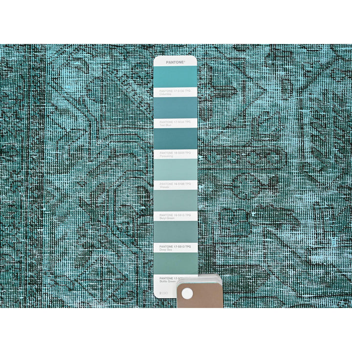 2'4" x 10'2" Vintage Hand Knotted Green Wool Runner Oriental Rug - MOA102942