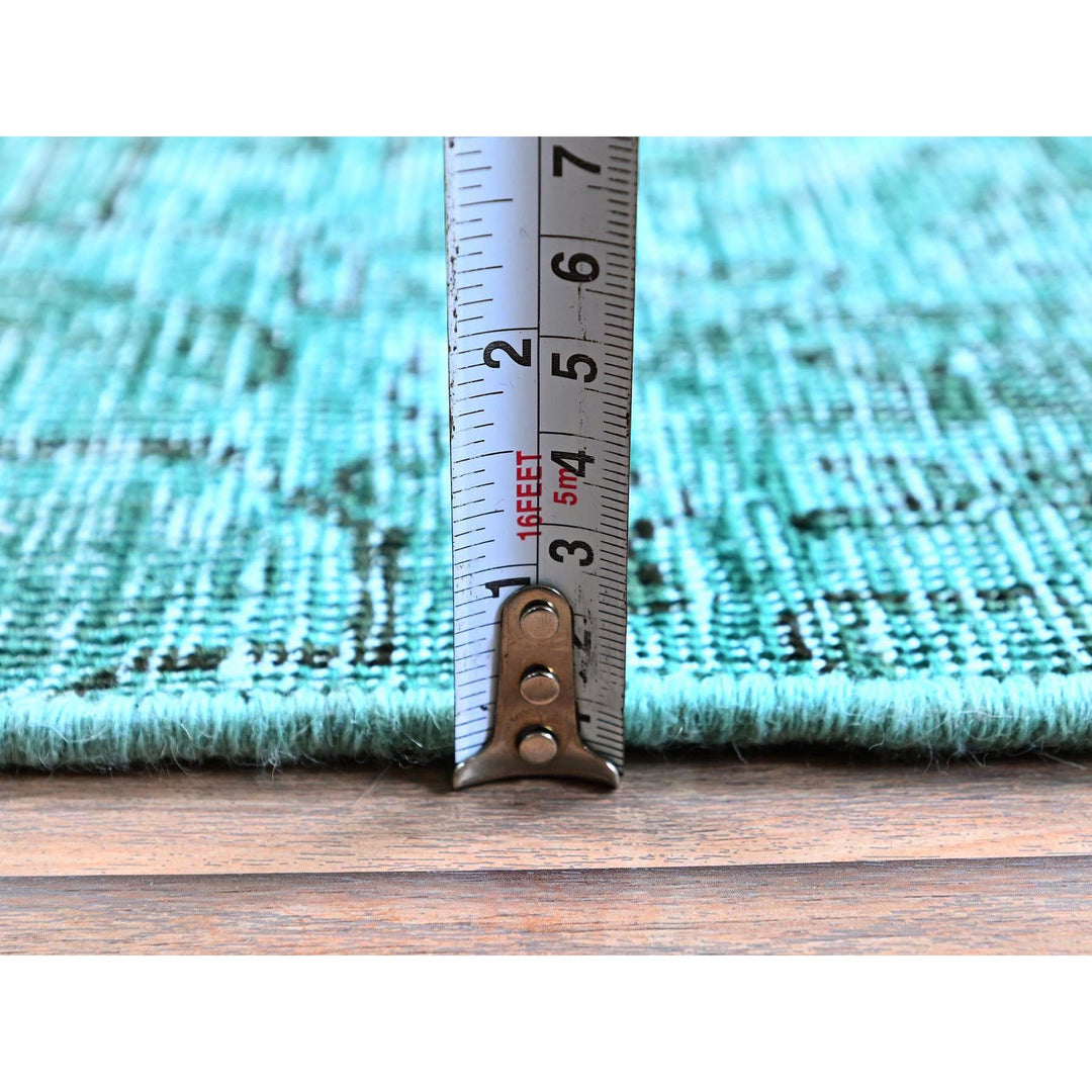 2'4" x 10'2" Vintage Hand Knotted Green Wool Runner Oriental Rug - MOA102942