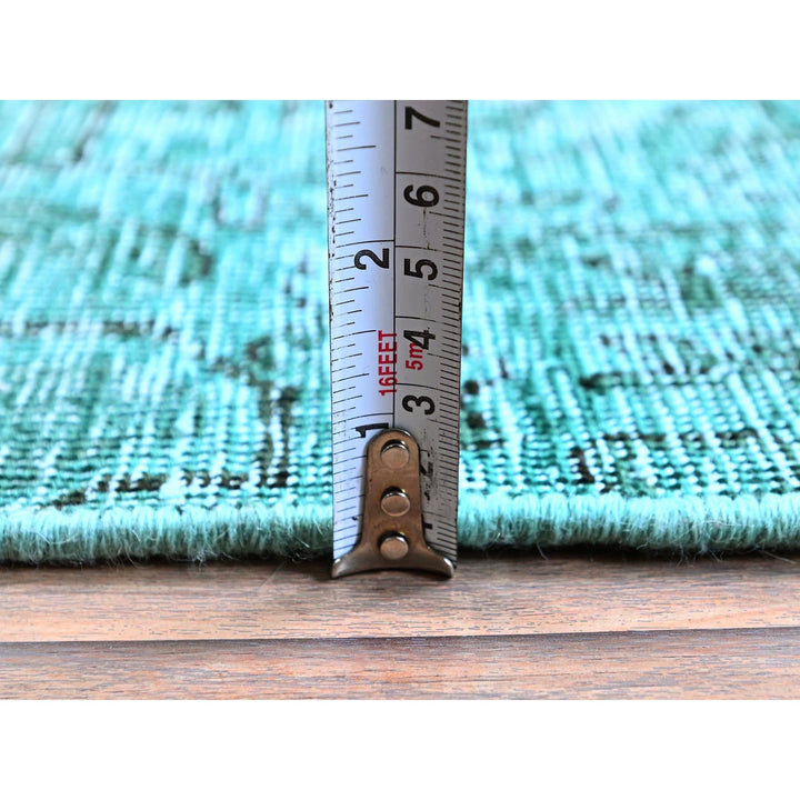 2'4" x 10'2" Vintage Hand Knotted Green Wool Runner Oriental Rug - MOA102942