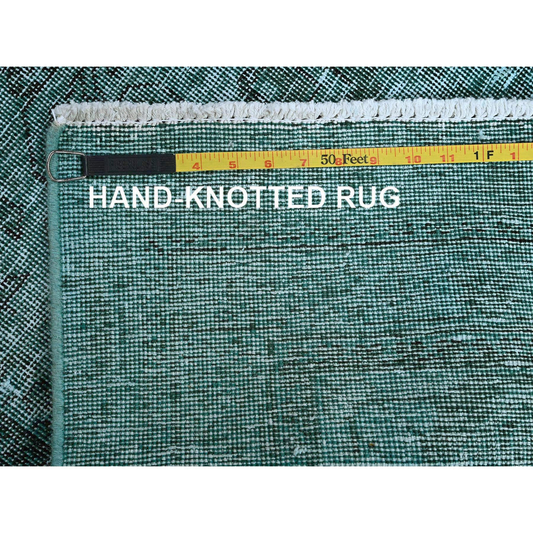 2'4" x 10'2" Vintage Hand Knotted Green Wool Runner Oriental Rug - MOA102942
