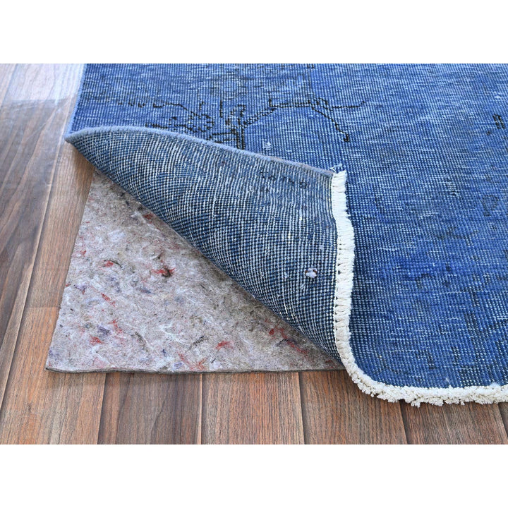 2'2" x 6'2" Vintage Hand Knotted Blue Wool Runner Oriental Rug - MOA102943