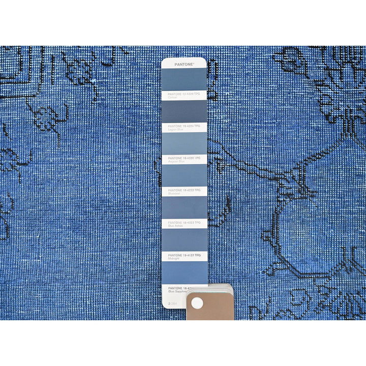 2'2" x 6'2" Vintage Hand Knotted Blue Wool Runner Oriental Rug - MOA102943