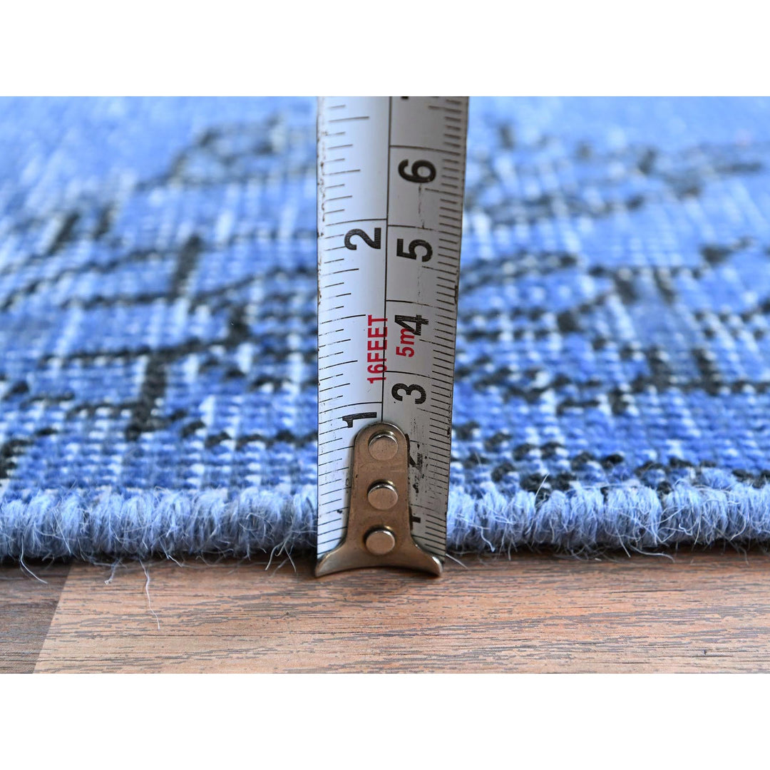 2'2" x 6'2" Vintage Hand Knotted Blue Wool Runner Oriental Rug - MOA102943