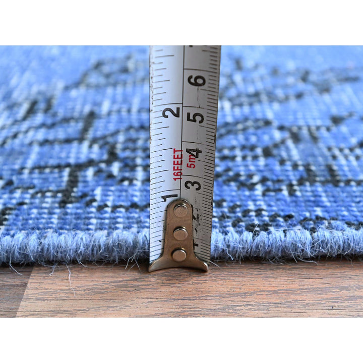 2'2" x 6'2" Vintage Hand Knotted Blue Wool Runner Oriental Rug - MOA102943