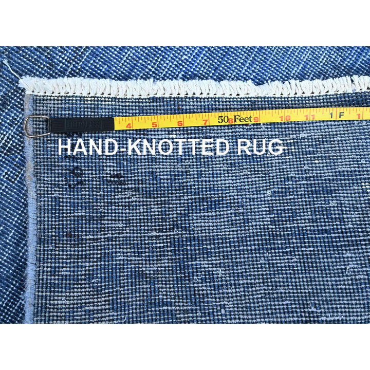 2'2" x 6'2" Vintage Hand Knotted Blue Wool Runner Oriental Rug - MOA102943