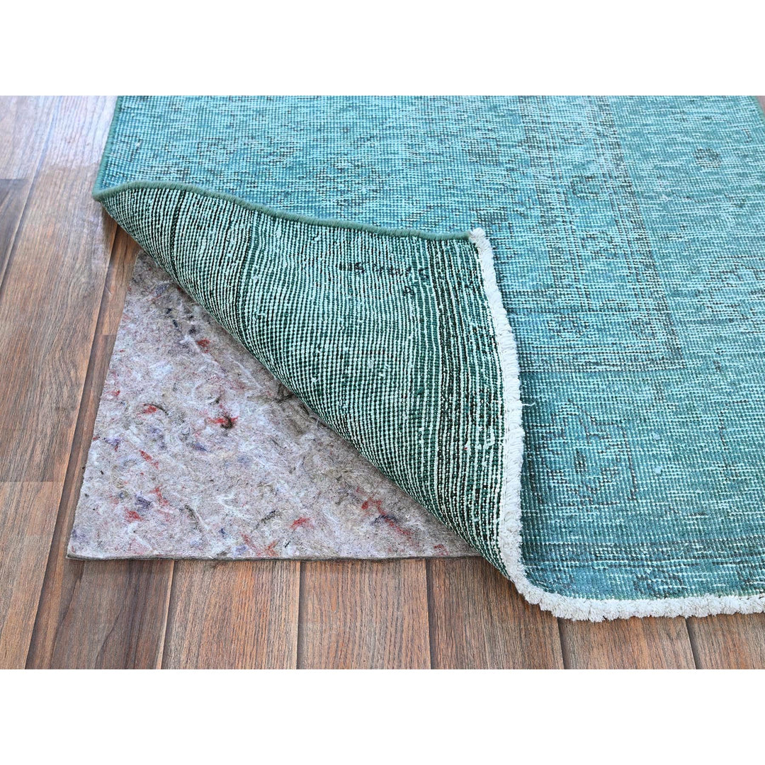 2'4" x 11'2" Vintage Hand Knotted Blue Wool Runner Oriental Rug - MOA102944