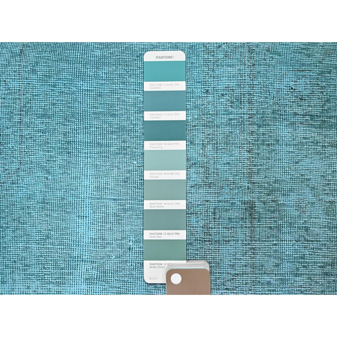 2'4" x 11'2" Vintage Hand Knotted Blue Wool Runner Oriental Rug - MOA102944