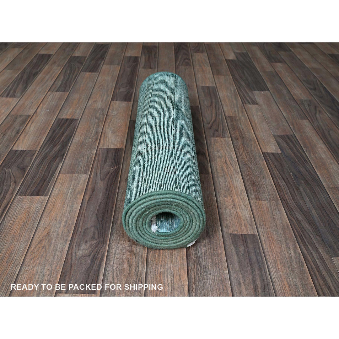 2'4" x 11'2" Vintage Hand Knotted Blue Wool Runner Oriental Rug - MOA102944