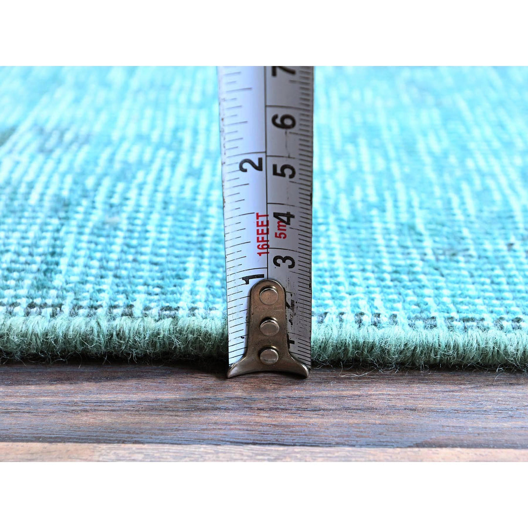 2'4" x 11'2" Vintage Hand Knotted Blue Wool Runner Oriental Rug - MOA102944