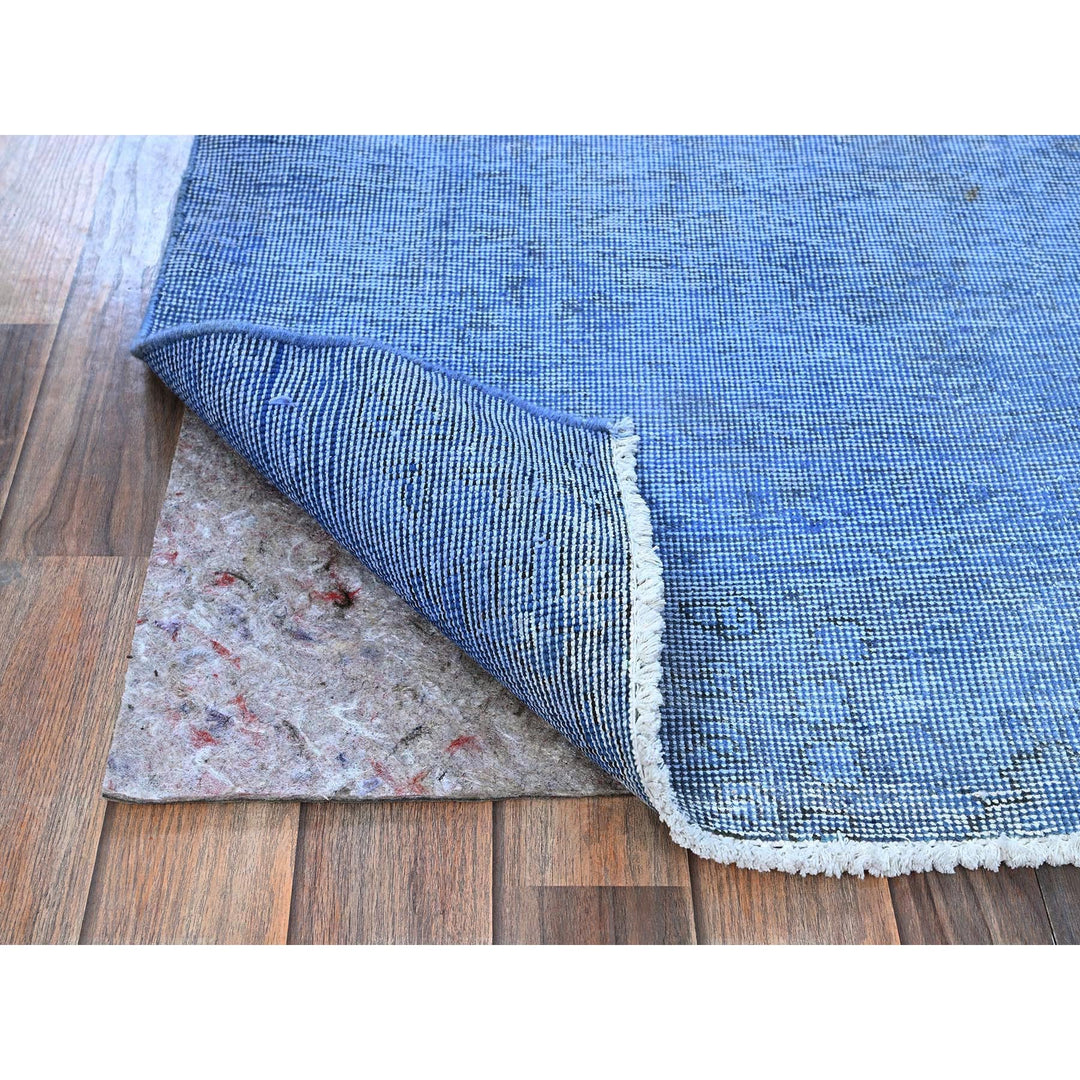 2'6" x 9'10" Vintage Hand Knotted Blue Wool Runner Oriental Rug - MOA102945