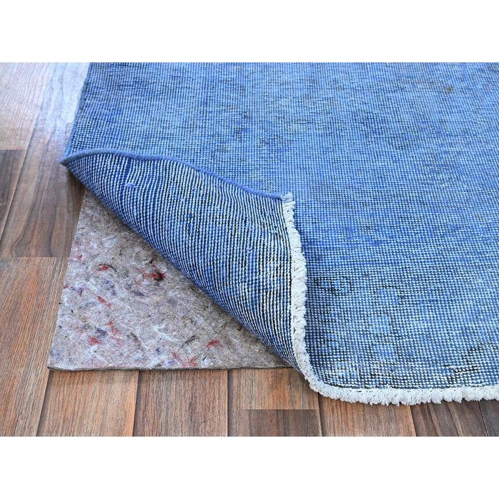 2'6" x 9'10" Vintage Hand Knotted Blue Wool Runner Oriental Rug - MOA102945