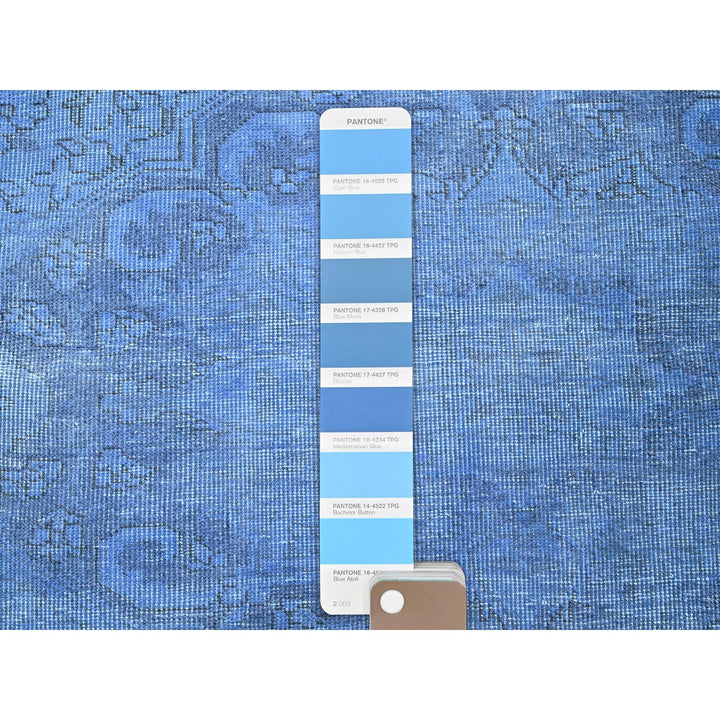 2'6" x 9'10" Vintage Hand Knotted Blue Wool Runner Oriental Rug - MOA102945