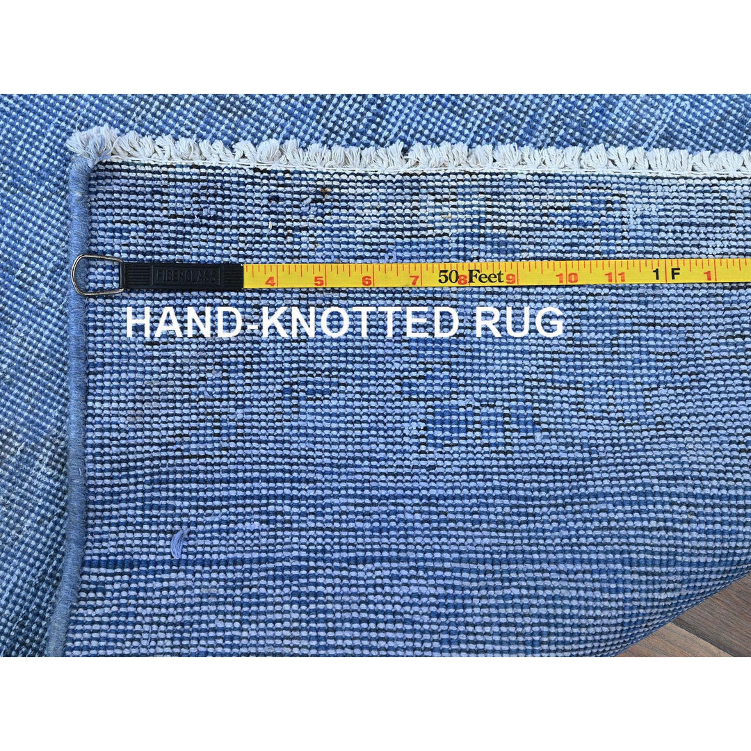 2'6" x 9'10" Vintage Hand Knotted Blue Wool Runner Oriental Rug - MOA102945