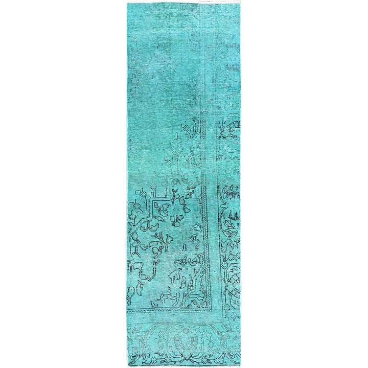 2'3" x 7'5" Vintage Hand Knotted Green Wool Runner Oriental Rug - MOA102946