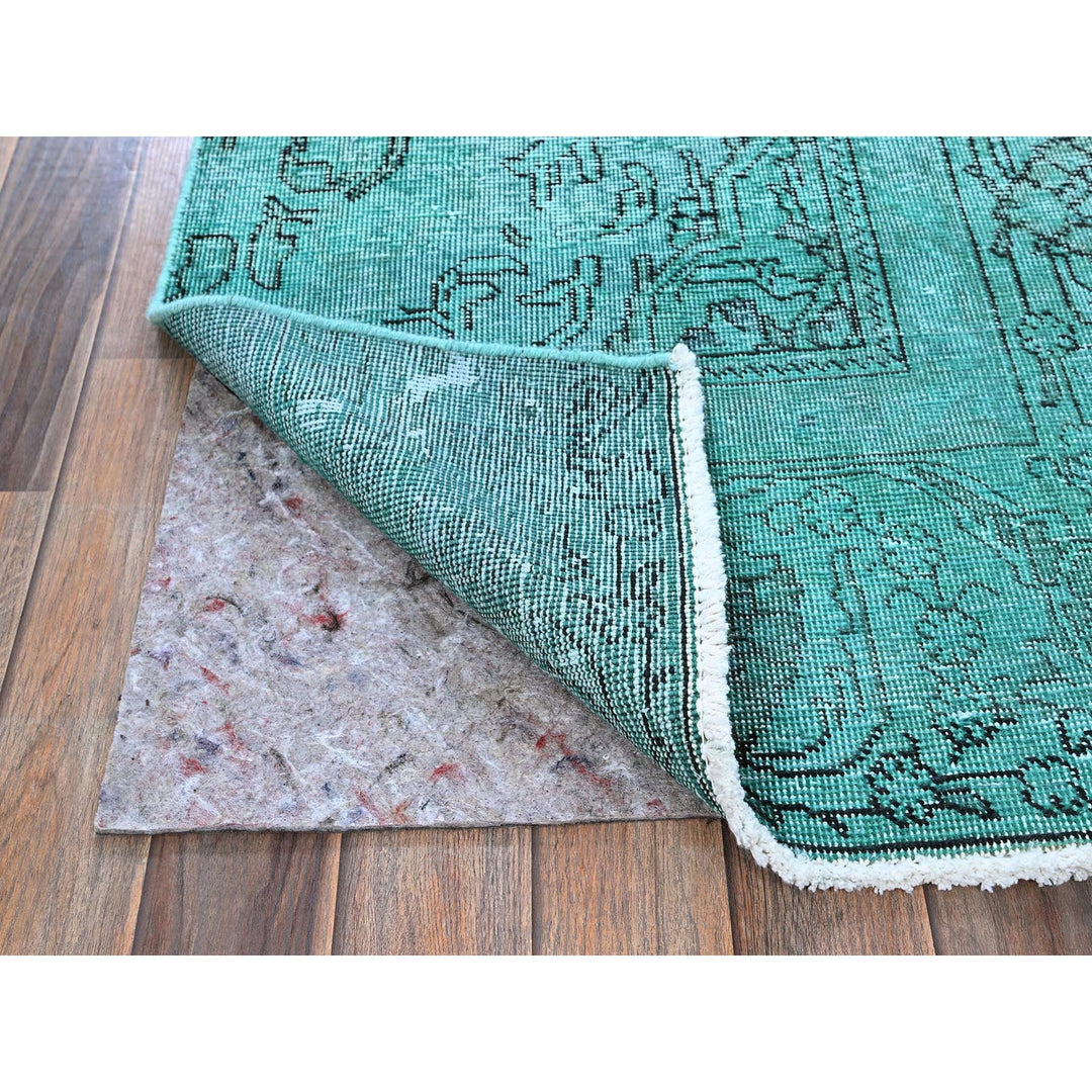2'3" x 7'5" Vintage Hand Knotted Green Wool Runner Oriental Rug - MOA102946