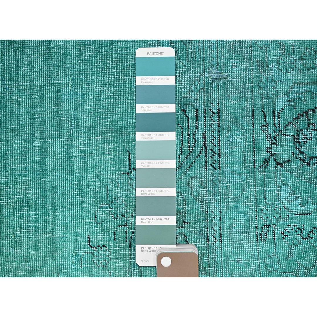 2'3" x 7'5" Vintage Hand Knotted Green Wool Runner Oriental Rug - MOA102946