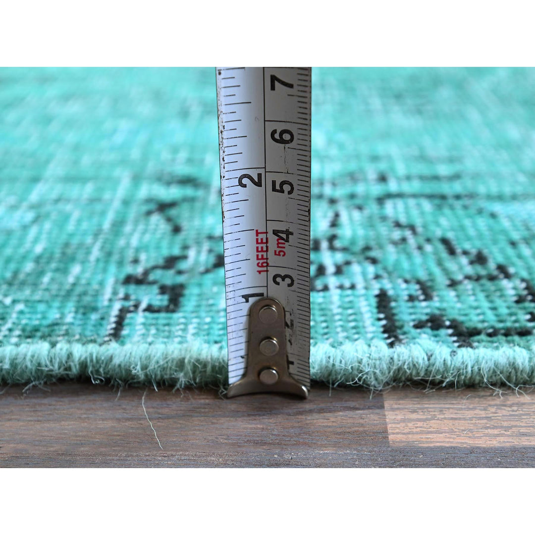 2'3" x 7'5" Vintage Hand Knotted Green Wool Runner Oriental Rug - MOA102946