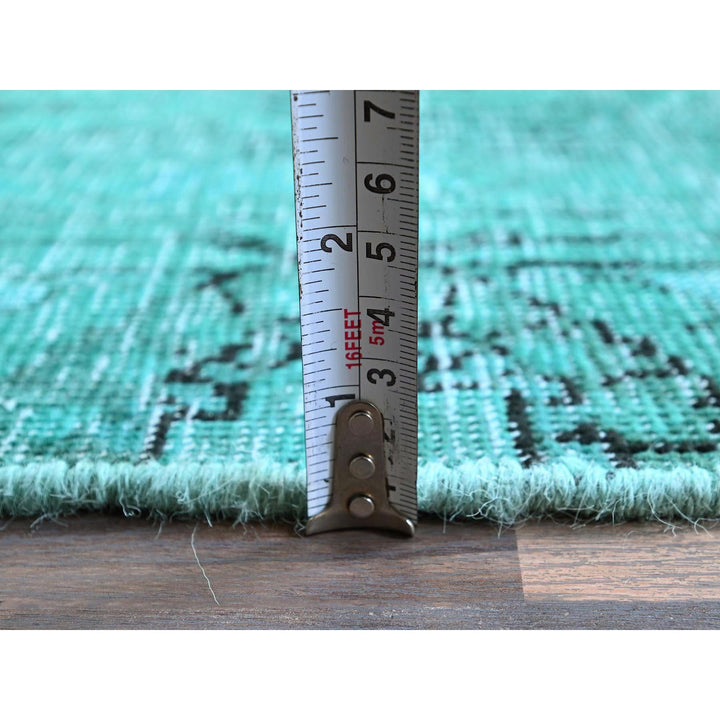 2'3" x 7'5" Vintage Hand Knotted Green Wool Runner Oriental Rug - MOA102946