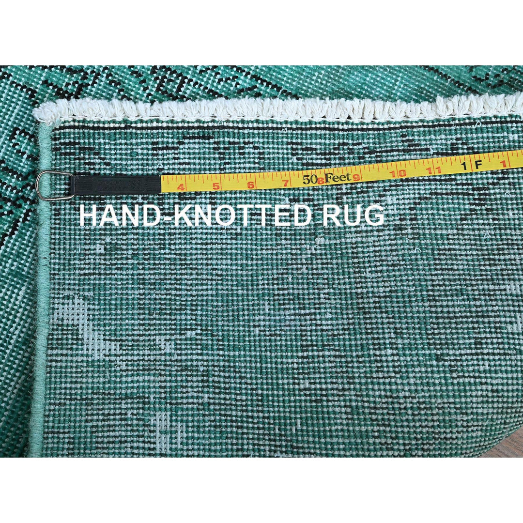 2'3" x 7'5" Vintage Hand Knotted Green Wool Runner Oriental Rug - MOA102946