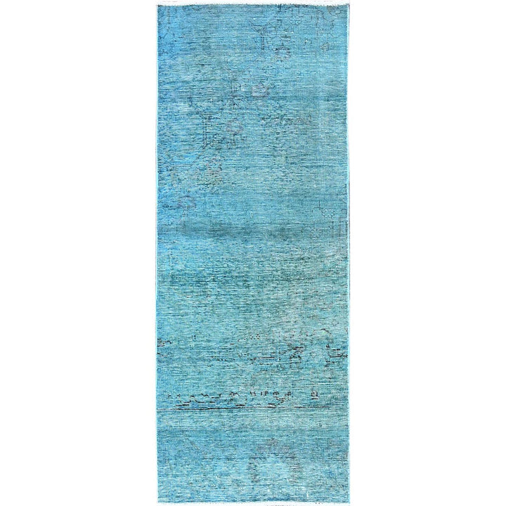 2'3" x 6'1" Vintage Hand Knotted Blue Wool Runner Oriental Rug - MOA102948