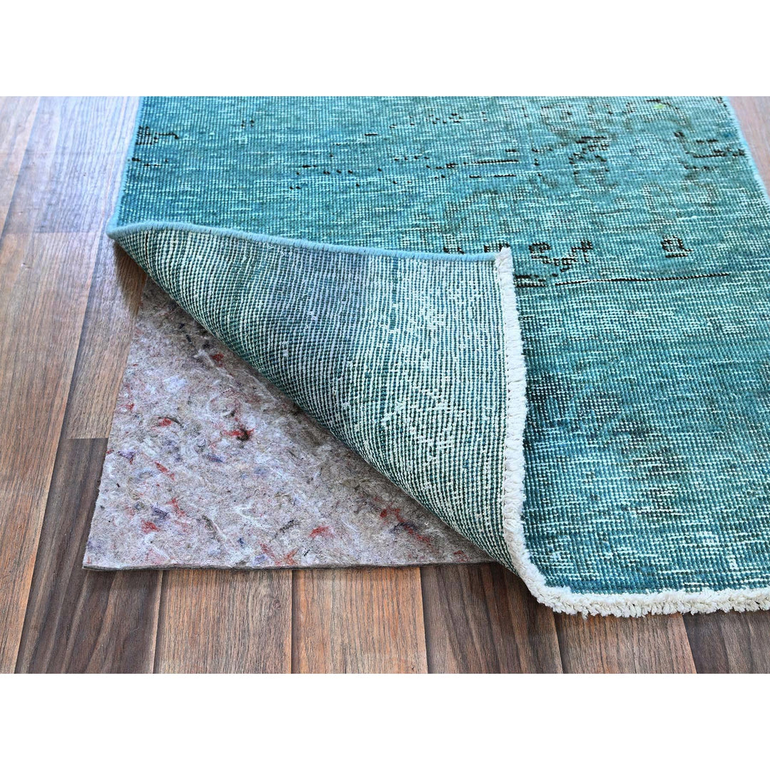2'3" x 6'1" Vintage Hand Knotted Blue Wool Runner Oriental Rug - MOA102948