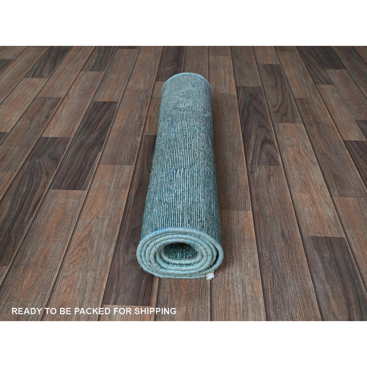 2'3" x 6'1" Vintage Hand Knotted Blue Wool Runner Oriental Rug - MOA102948