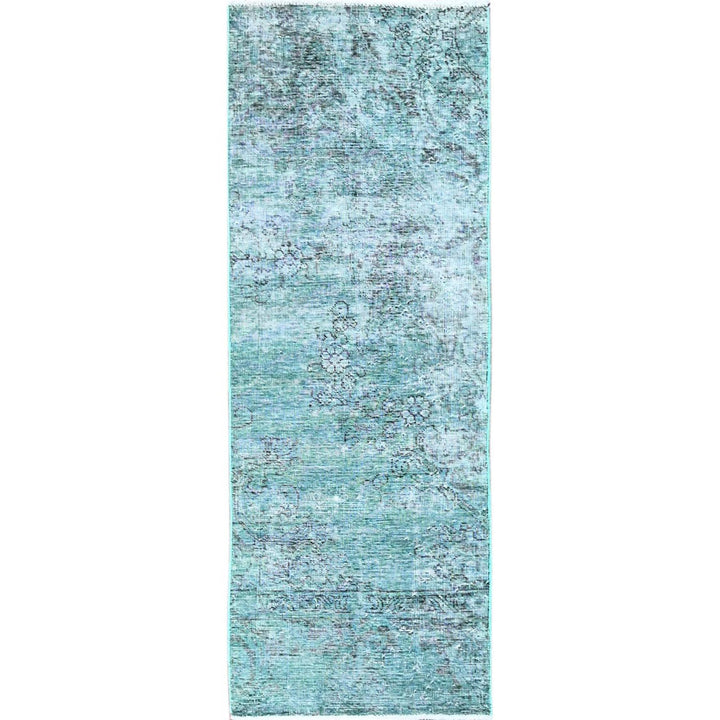 1'11" x 5'8" Vintage Hand Knotted Green Wool Runner Oriental Rug - MOA102949