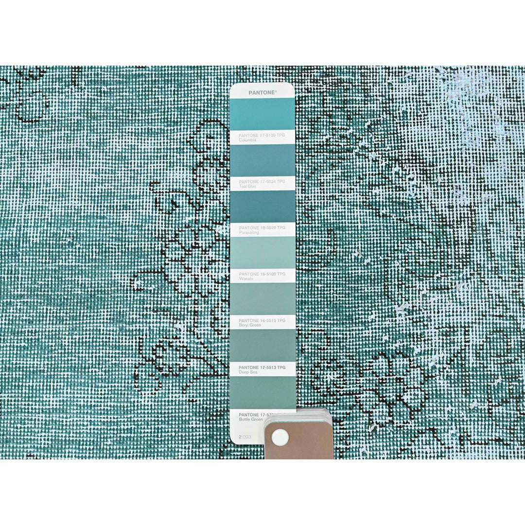 1'11" x 5'8" Vintage Hand Knotted Green Wool Runner Oriental Rug - MOA102949