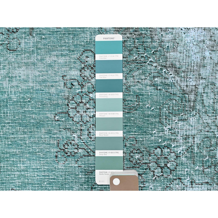 1'11" x 5'8" Vintage Hand Knotted Green Wool Runner Oriental Rug - MOA102949