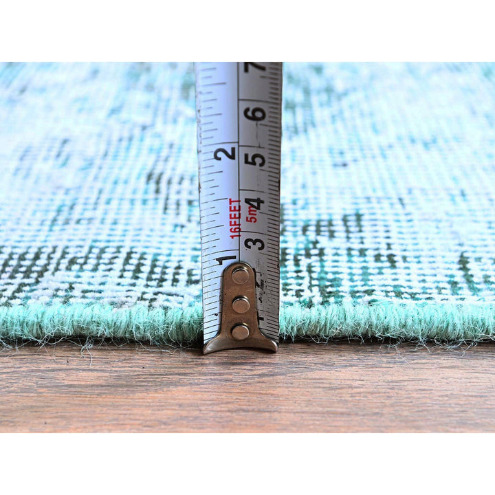 1'11" x 5'8" Vintage Hand Knotted Green Wool Runner Oriental Rug - MOA102949