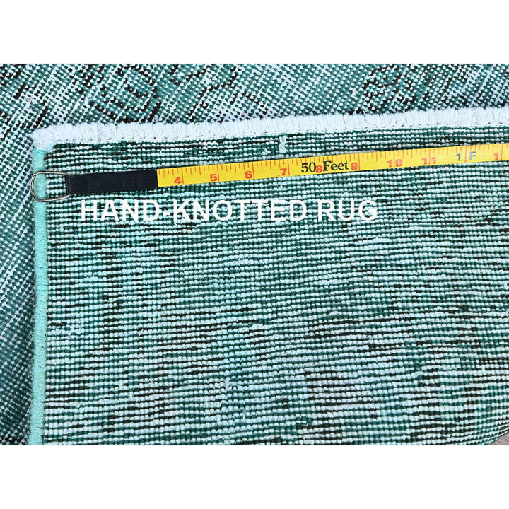 1'11" x 5'8" Vintage Hand Knotted Green Wool Runner Oriental Rug - MOA102949