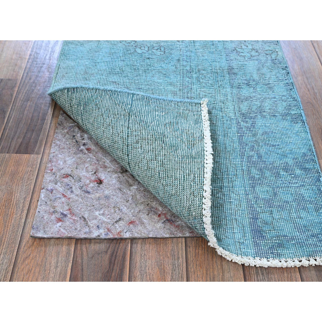 1'11" x 3'2" Vintage Hand Knotted Blue Wool Rectangle Oriental Rug - MOA102951