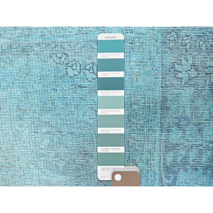 1'11" x 3'2" Vintage Hand Knotted Blue Wool Rectangle Oriental Rug - MOA102951