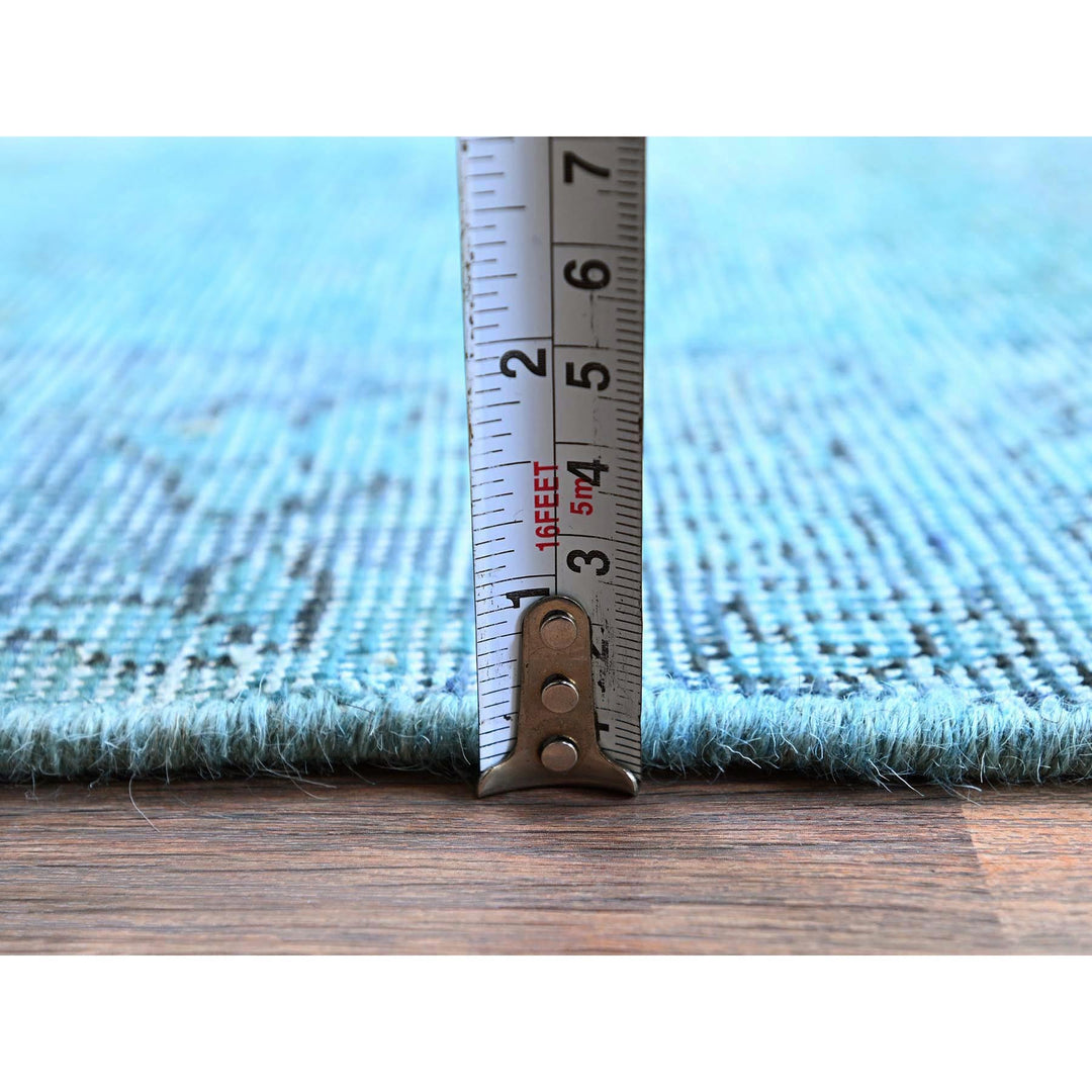 1'11" x 3'2" Vintage Hand Knotted Blue Wool Rectangle Oriental Rug - MOA102951