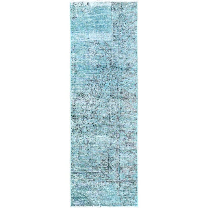 1'11" x 5'9" Vintage Hand Knotted Blue Wool Runner Oriental Rug - MOA102952