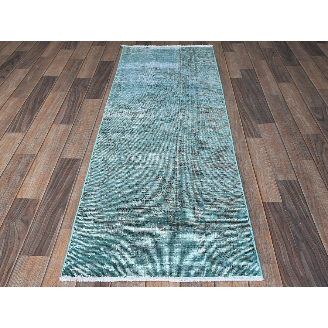 1'11" x 5'9" Vintage Hand Knotted Blue Wool Runner Oriental Rug - MOA102952